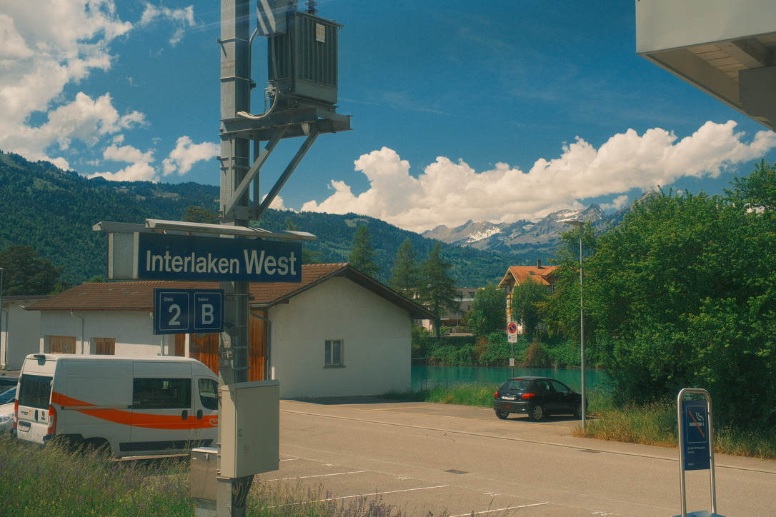 Interlaken West railway station in Switzerland